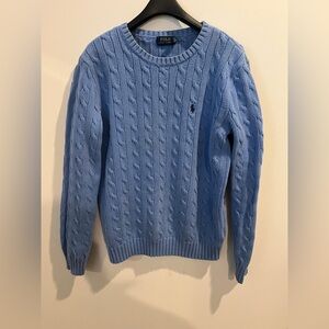 Ralph Lauren Light Blue Cable Knit Crewneck Sweater Cotton L